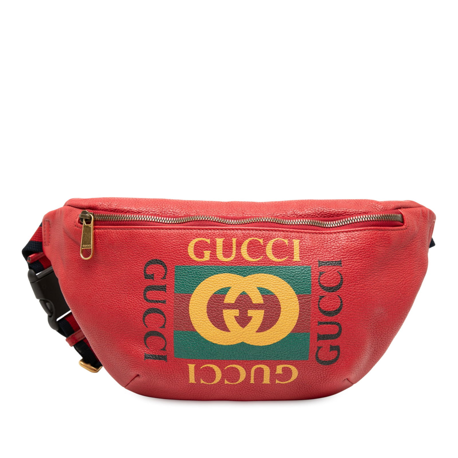 Gucci Grained Calfskin Logo Belt Bag Red Leather (1 of 7)