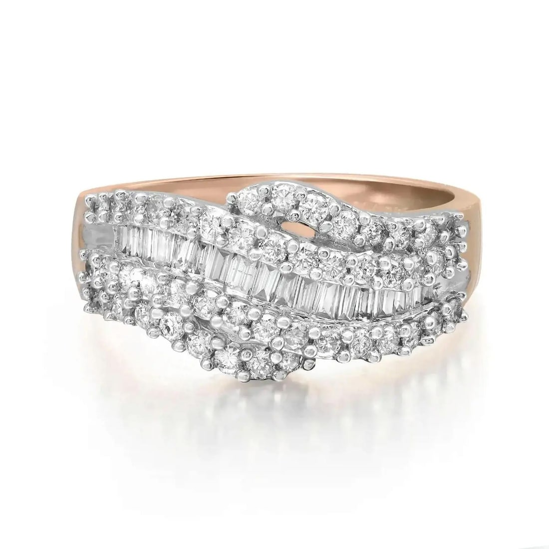 Rachel Koen 14K Rose Gold Diamond Cocktail Ring 0.89Cttw Adjustable (1 of 5)