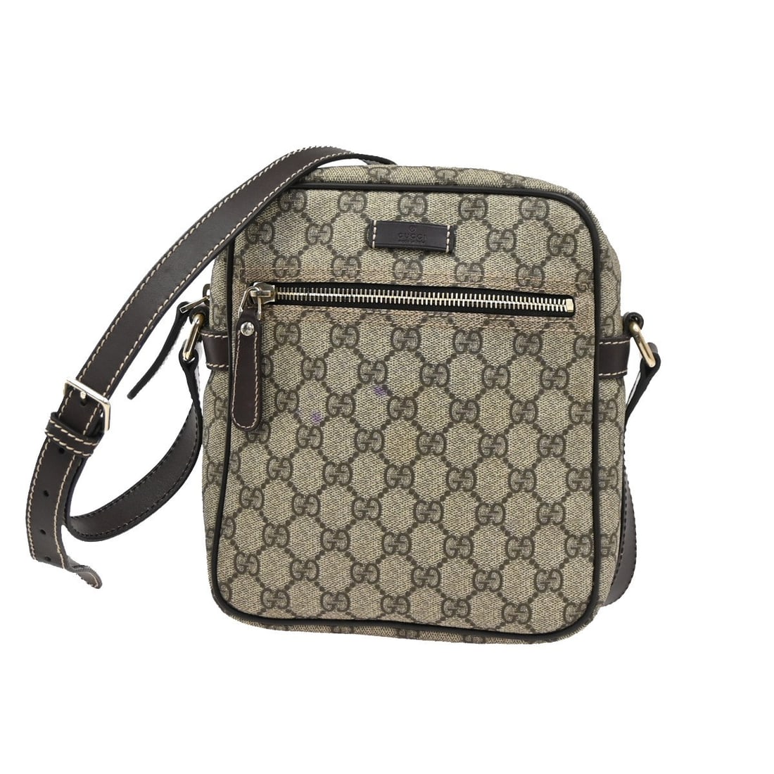 Gucci Beige Shoulder Bag with Front Zipper Detail (1 of 1)