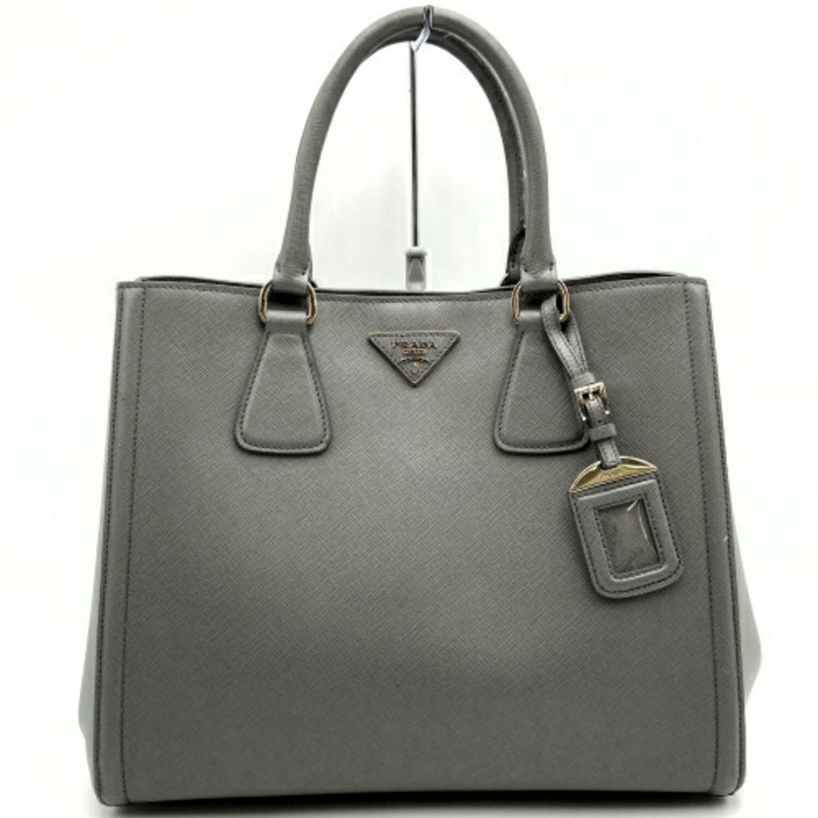 Prada Galleria Saffiano Leather Double Zip Gray Handbag (1 of 1)