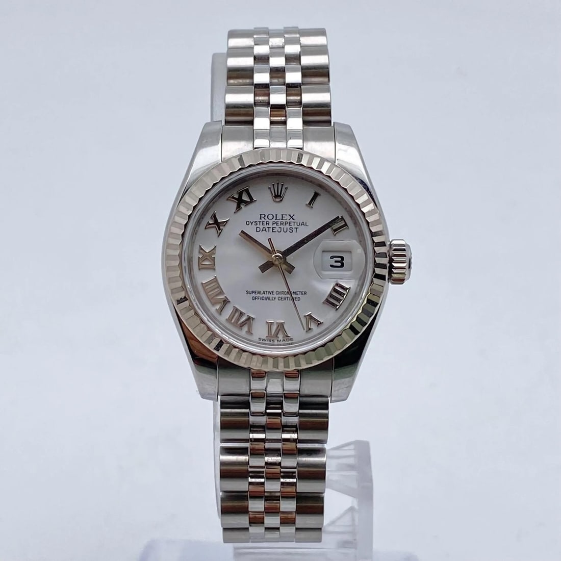 Rolex Lady Datejust 26MM Automatic 18K Gold Steel White Roman Dial Watch 179174 (1 of 6)