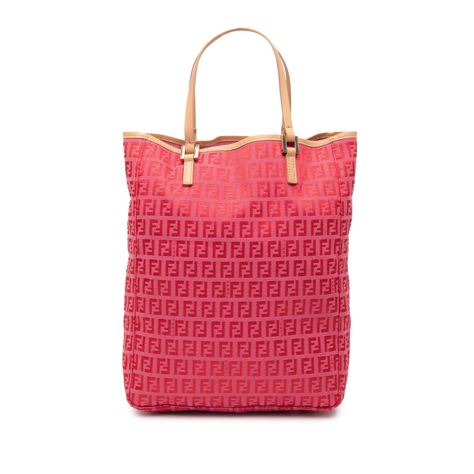Fendi Zucchino Pink Canvas Tote Bag with Leather Trim (1 of 8)