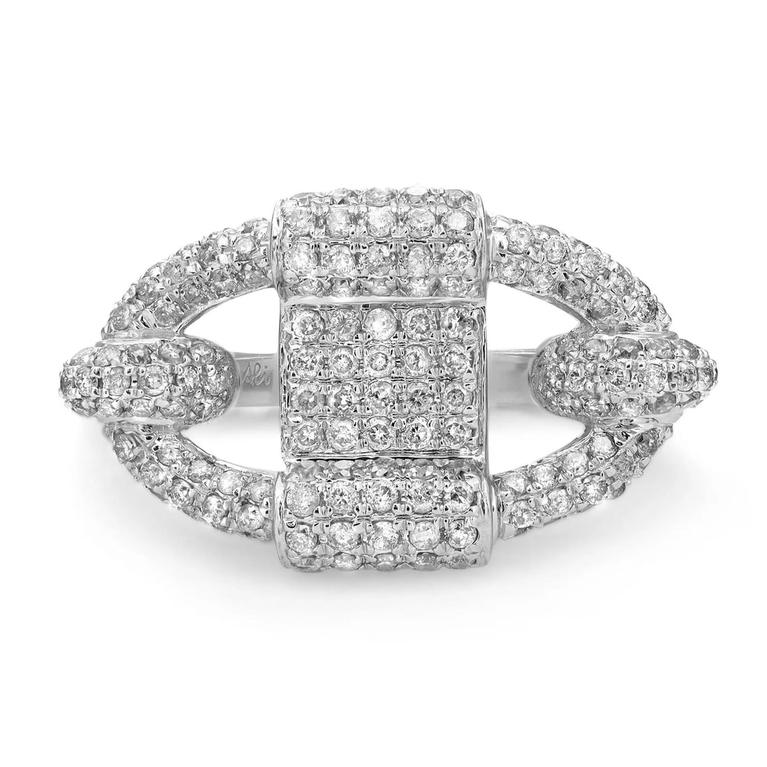 Rachel Koen 1.09Cttw Pave Diamond Cocktail Ring 14K White Gold: Rachel Koen 1.09Cttw Pave Diamond Cocktail Ring 14K White Gold This exquisite ladies' cocktail ring by Rachel Koen is crafted from highly polished 14K white gold and showcases a stunning array of roun