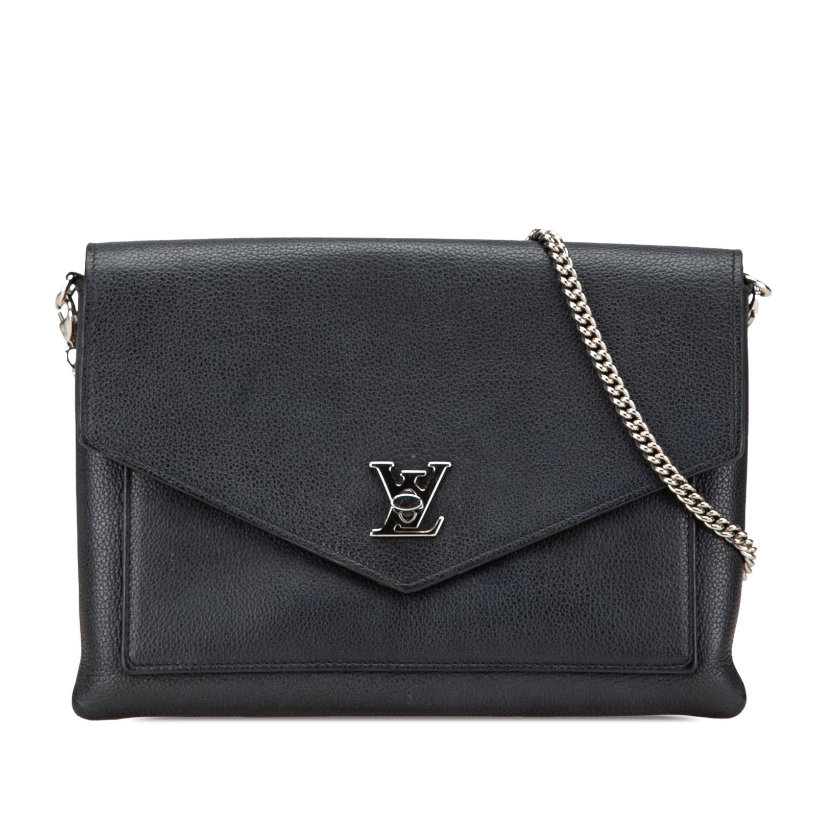 Louis Vuitton MyLockMe Chain Pochette Leather Bag Black: Louis Vuitton MyLockMe Chain Pochette Leather Bag Black The Louis Vuitton MyLockMe Chain Pochette is a stylish accessory crafted from high-quality leather. This elegant bag features a front flap with