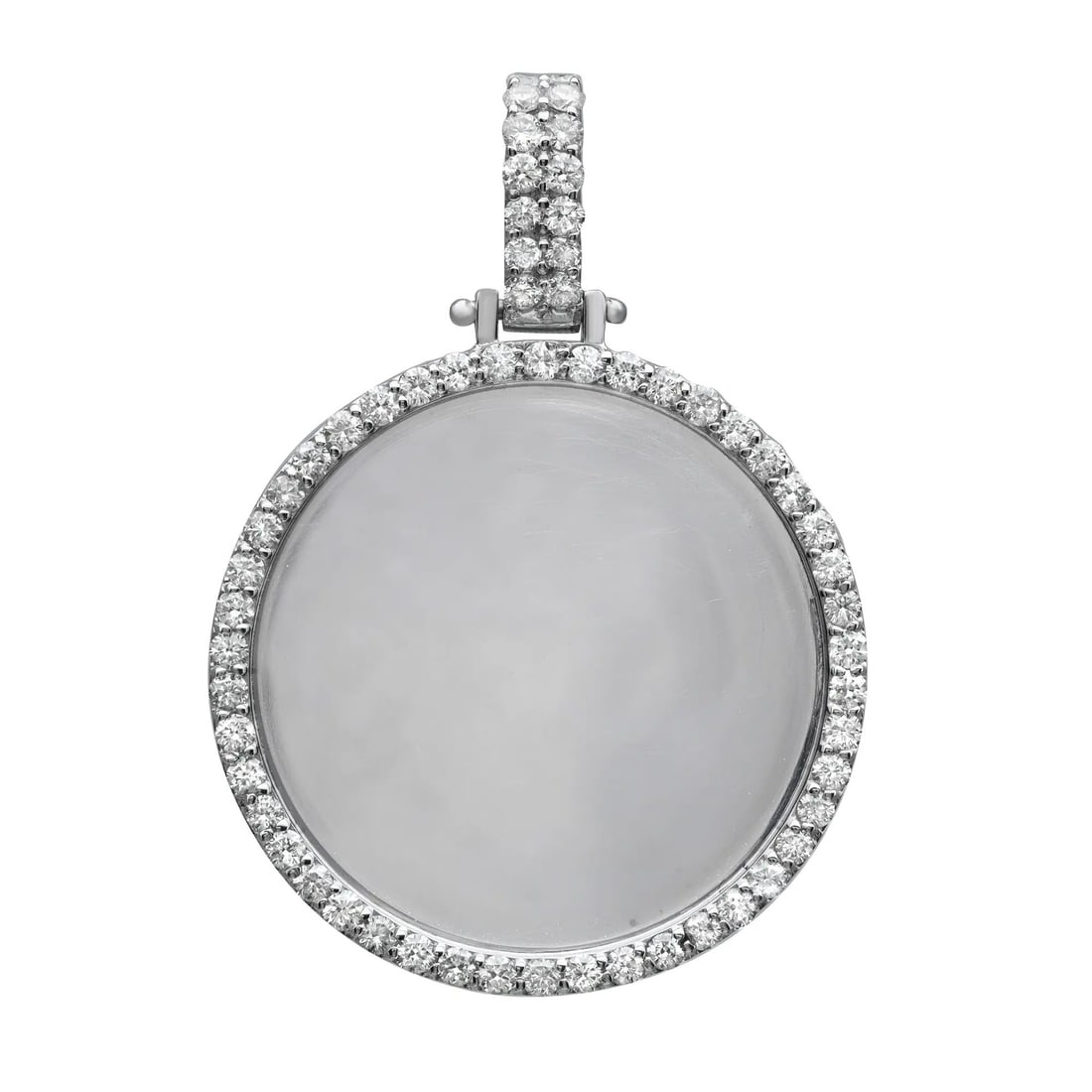 Rachel Koen 14K White Gold Round Cut Diamond Photo Pendant 0.75Cttw (1 of 4)