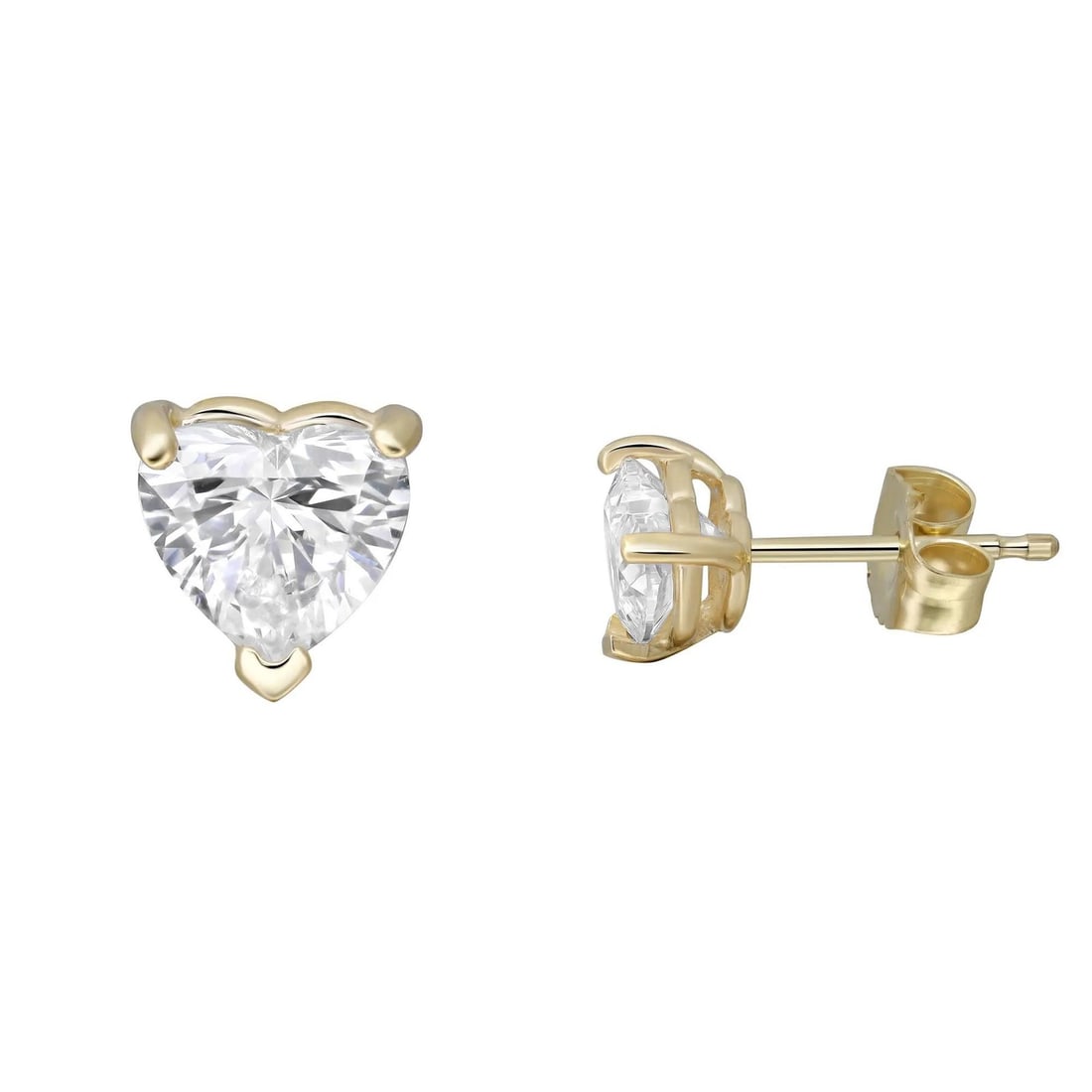 Rachel Koen Heart Shape Lab Grown Diamond Earrings 1.08ct 14K Yellow Gold (1 of 4)