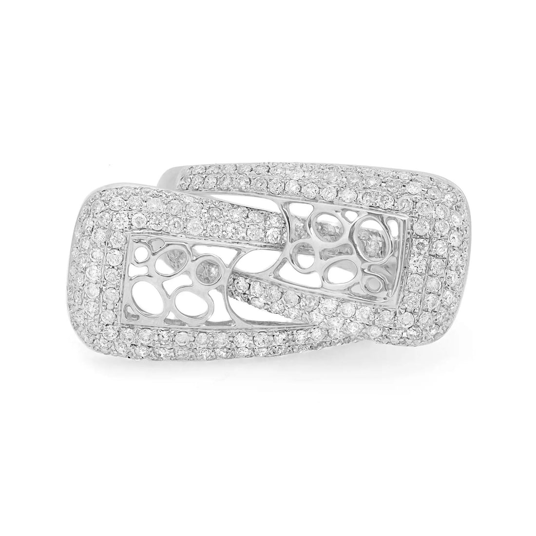 Rachel Koen 14K White Gold 1.85Cttw Pave Set Diamond Cocktail Ring Size 7.5 (1 of 5)