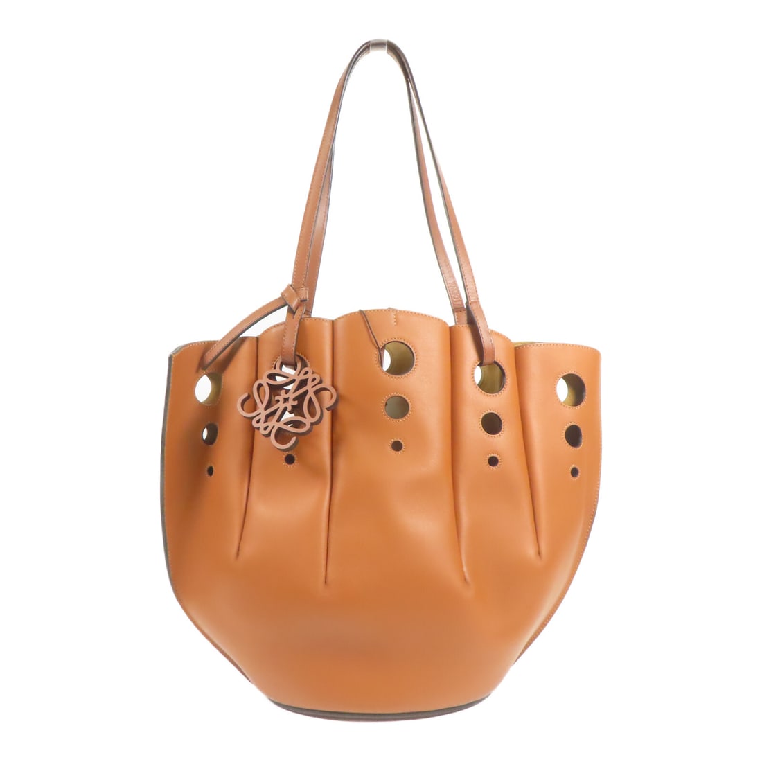 LOEWE Shell Tote Shoulder Bag Brown Calfskin Leather A657R52X13 (1 of 12)