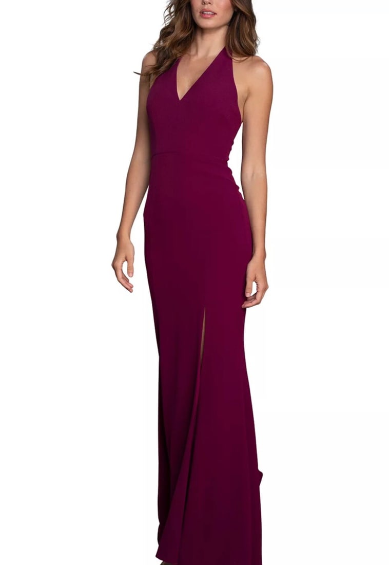 Dress The Population Shiloh V-Neck Purple Gown Women's L (1 of 3)