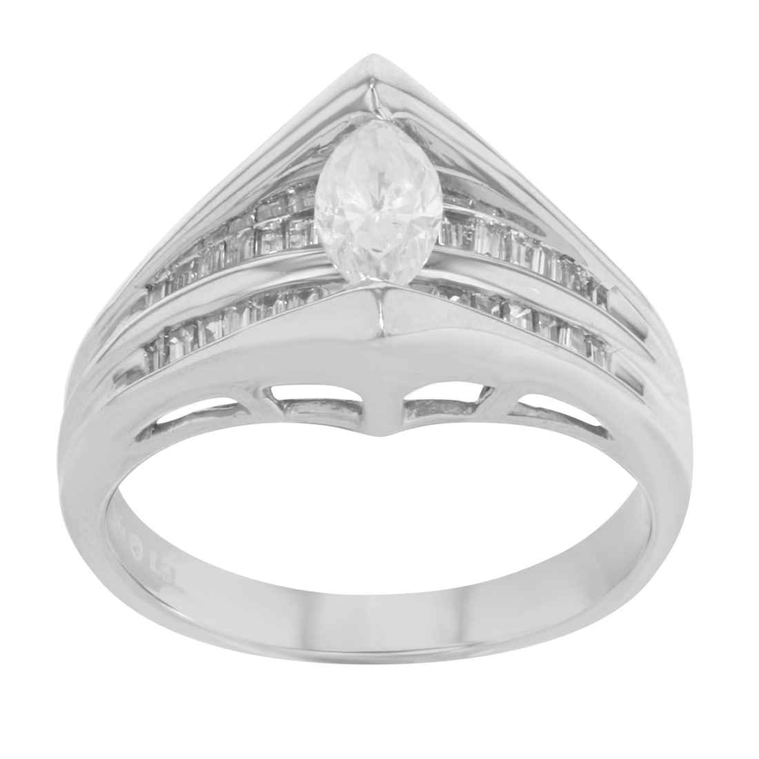 Rachel Koen 14K White Gold Engagement Ring 1.25 Cttw Marquise Cut Diamond: Rachel Koen 14K White Gold Engagement Ring 1.25 Cttw Marquise Cut Diamond Discover the elegance of this stunning engagement ring by Rachel Koen, expertly crafted in 14K white gold. The centerpiece fea