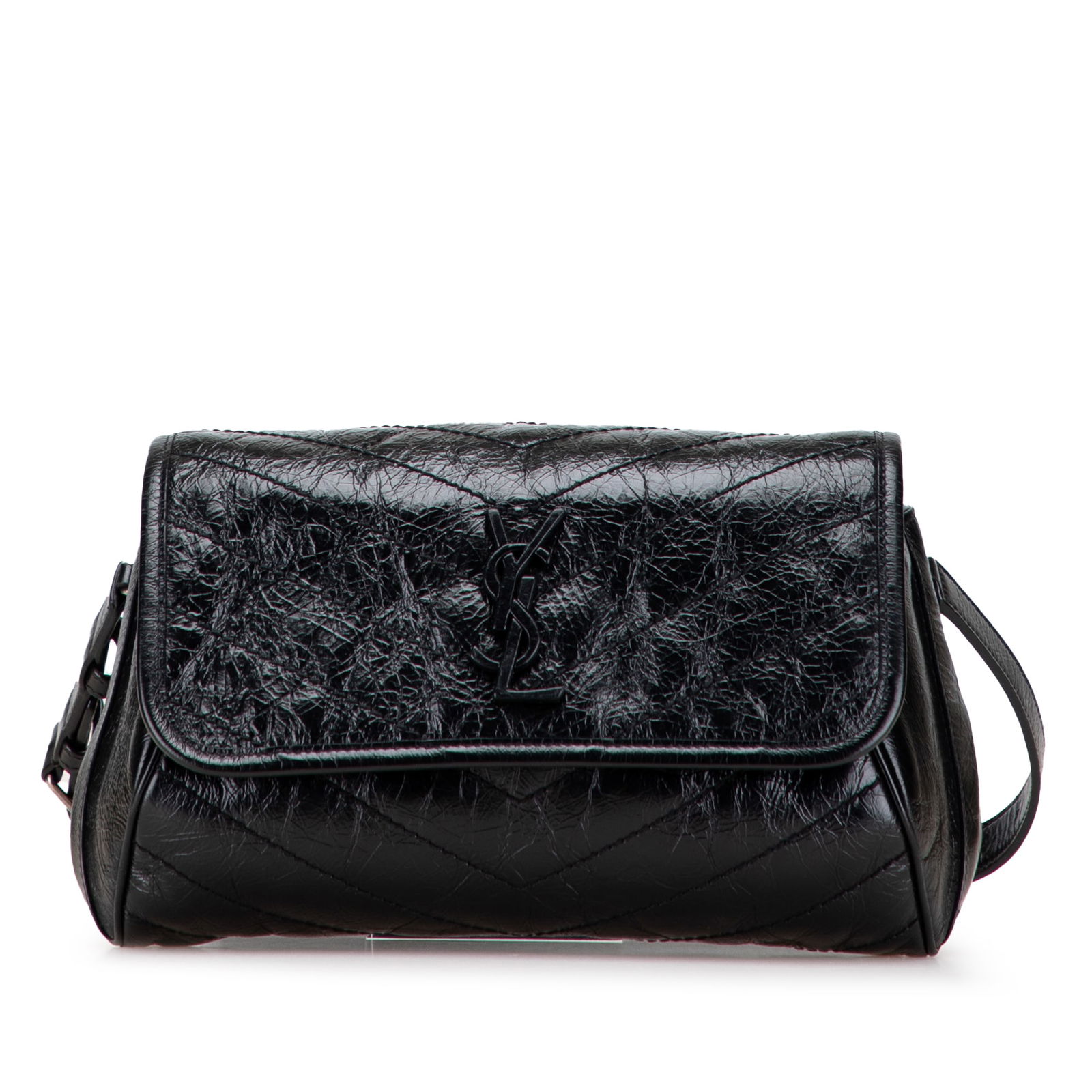 Saint Laurent Black Crinkled Calfskin Niki Belt Bag with Chain Strap (1 of 11)