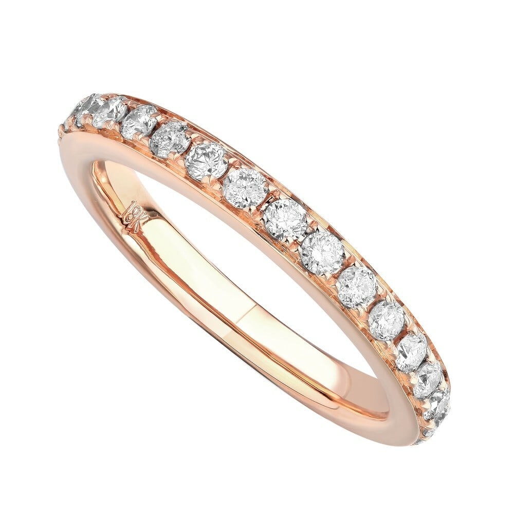 Rachel Koen 18K Rose Gold 0.65ct Diamond Pave Ladies Ring: Rachel Koen 18K Rose Gold 0.65ct Diamond Pave Ladies Ring This exquisite 18K rose gold wedding band is designed to celebrate love and commitment. It features a stunning pave setting adorned with 0.65