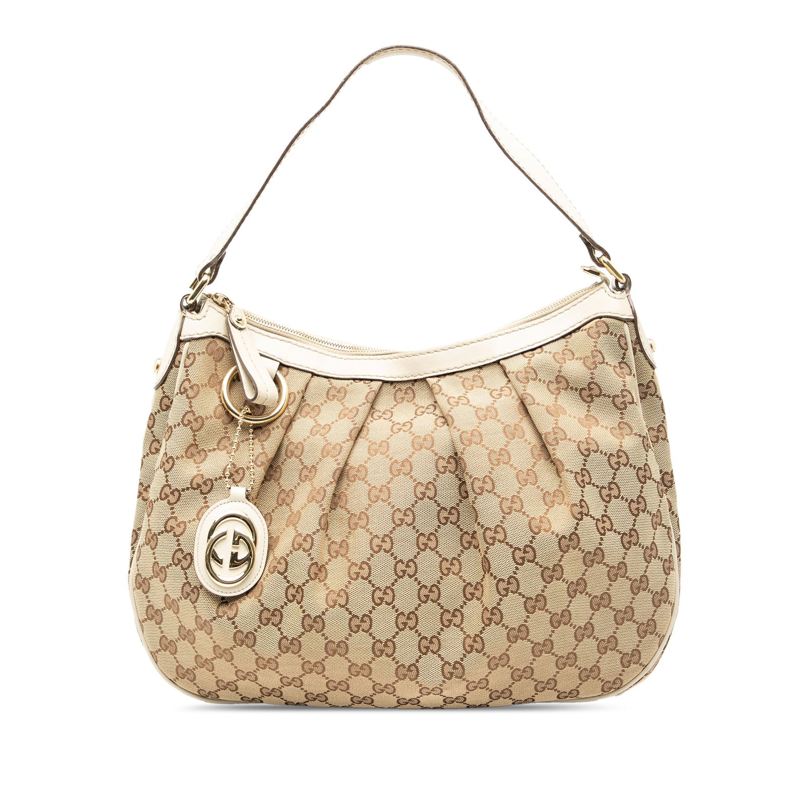 Gucci Sukey Brown Canvas Shoulder Bag with Leather Trim (1 of 7)