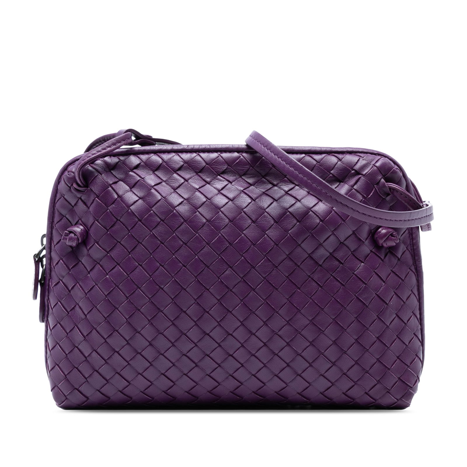 Bottega Veneta Purple Nappa Intrecciato Nodini Crossbody Bag (1 of 7)
