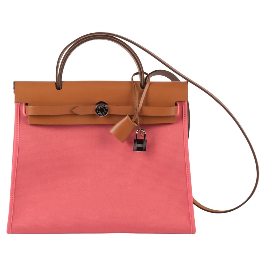 Hermes Hunter Herbag Zip 31 PM Rose Azalee Tote Authentic: Hermes Hunter Herbag Zip 31 PM Rose Azalee Tote Authentic Introducing the authentic Hermes Hunter Herbag Zip 31 PM in a charming Rose Azalee color, designed for both style and functionality. This eleg
