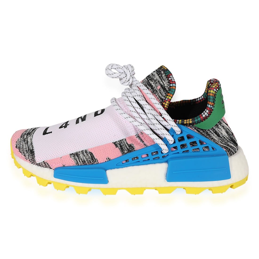 Adidas Pharrell NMD Human Race Trail Solar Pack Men's Sneaker US Size 6: Adidas Pharrell NMD Human Race Trail Solar Pack Men's Sneaker US Size 6 Introducing the Pharrell x NMD Human Race Trail 'Solar Pack', a vibrant lifestyle sneaker that merges style and comfort. Crafted