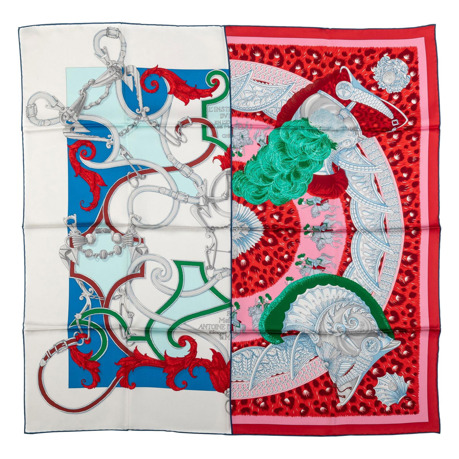 Hermes Red and White Patchwork Silk Scarf 35 in France (1 of 5)