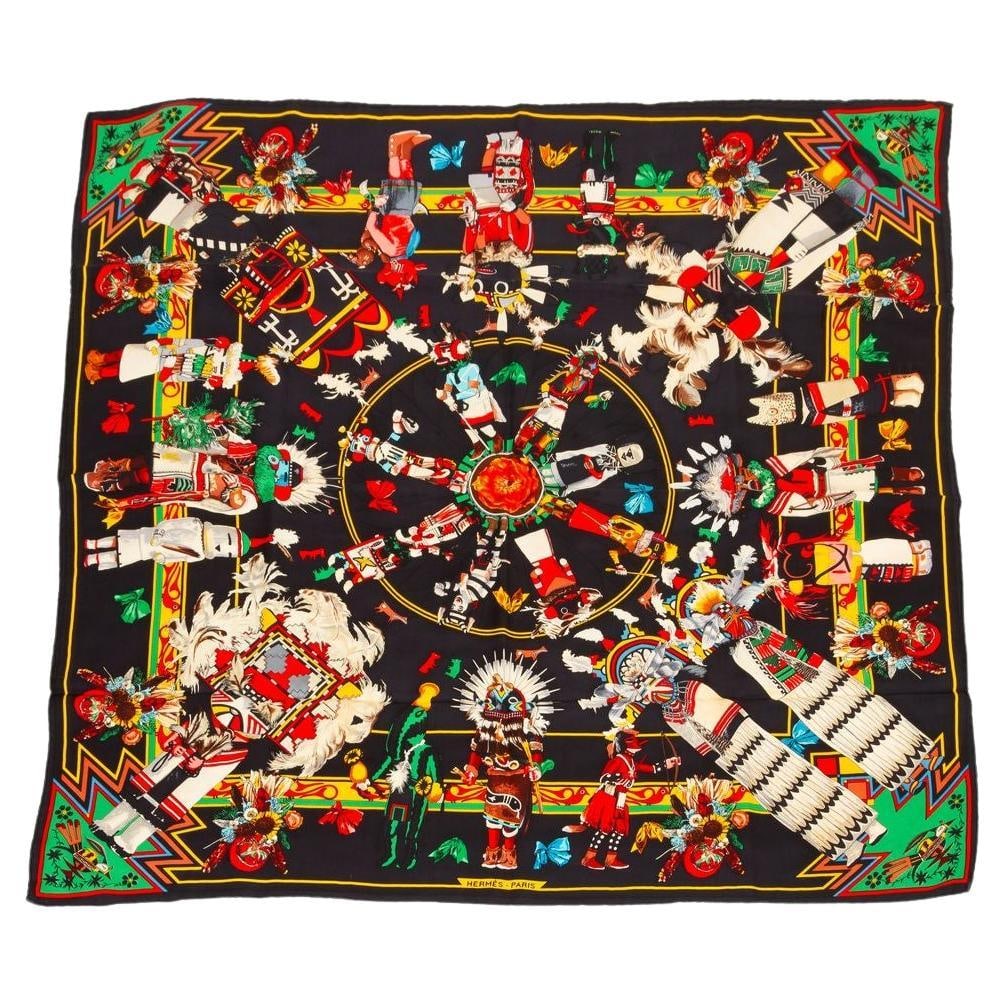 Hermes Kachina Silk Scarf 35x35 Black France Kermit Oliver (1 of 6)