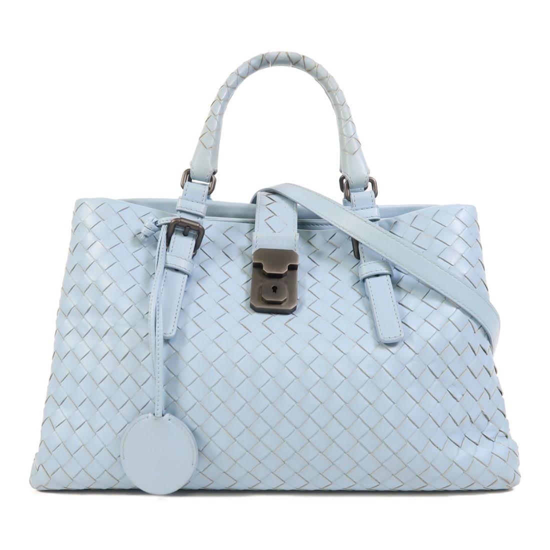 BOTTEGA VENETA 2 Way Shoulder Bag Light Blue Lambskin Leather Italy (1 of 18)
