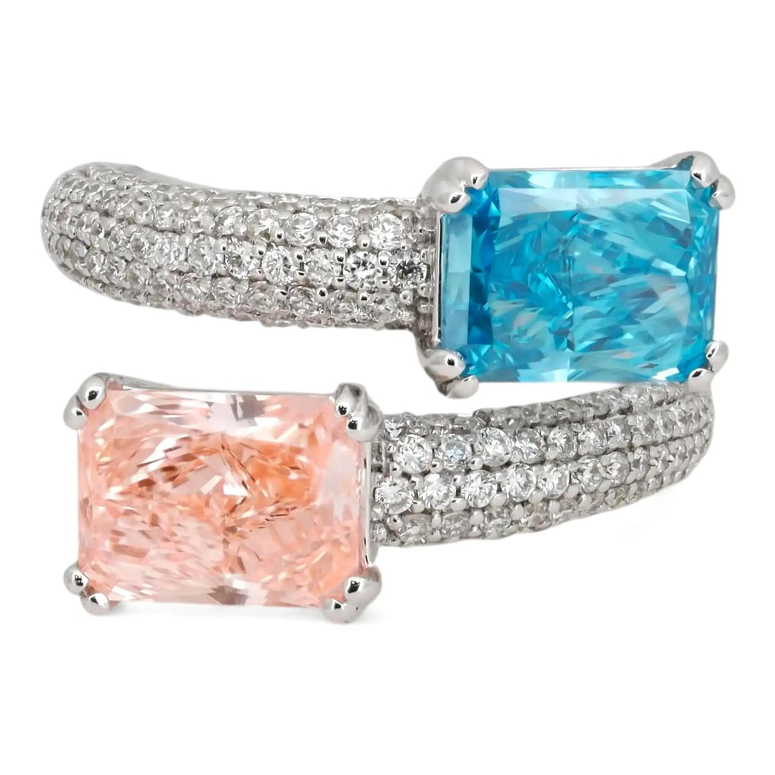 Rachel Koen 14K White Gold Multicolor Lab Grown Diamond Spiral Ring Size 6.25 (1 of 5)