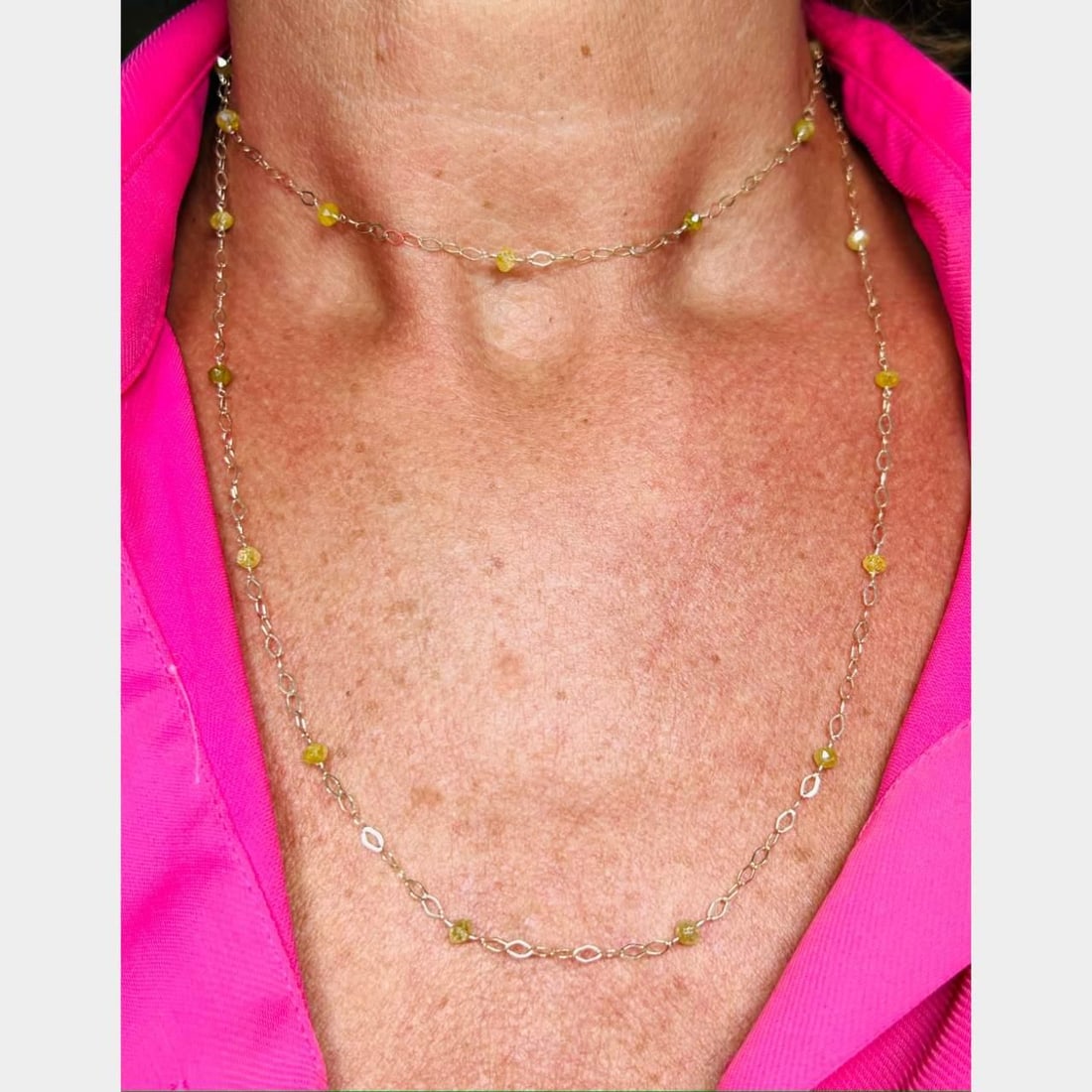 10K Yellow Gold 9.77 Ct Briolette Diamond Necklace 35 Inches (1 of 3)