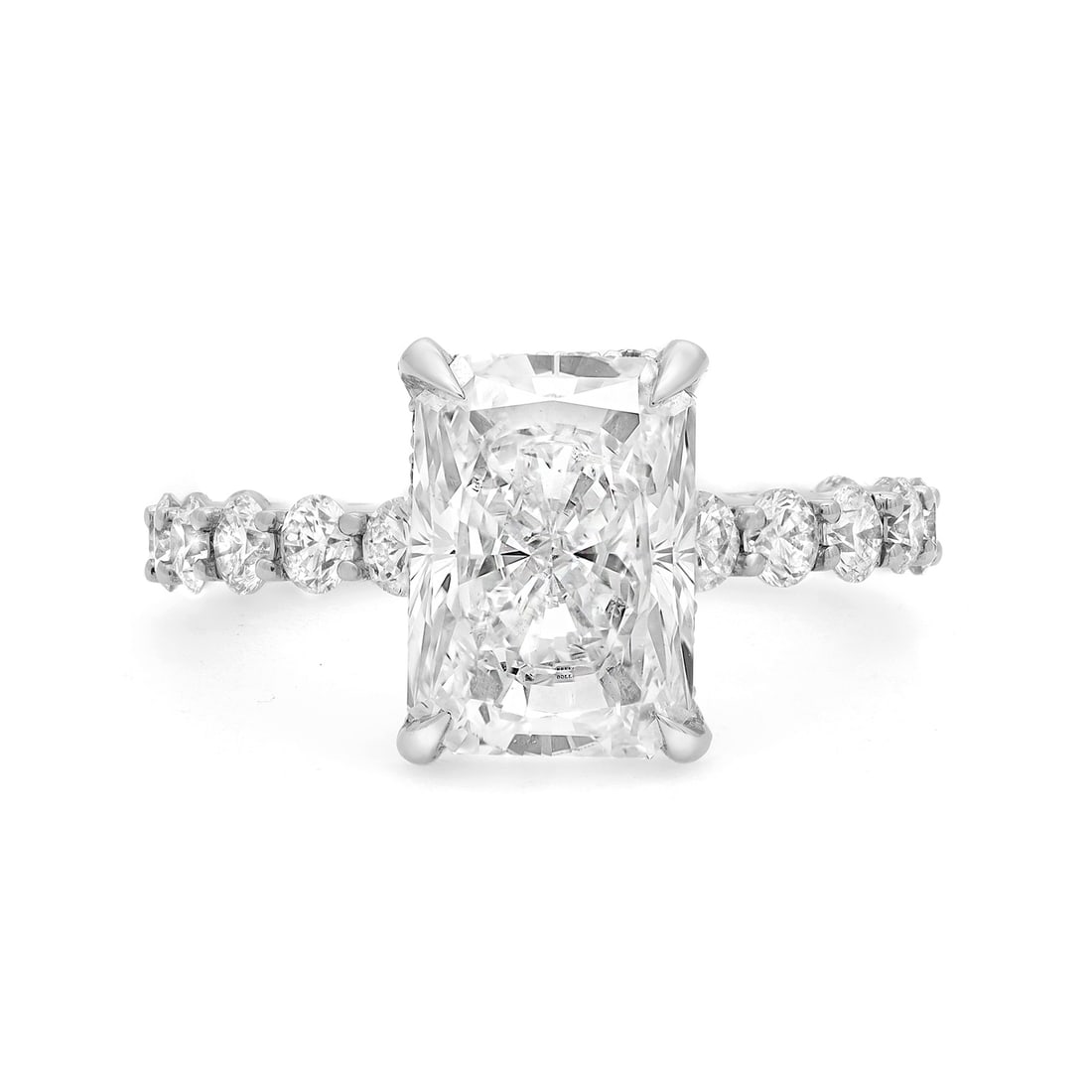 Rachel Koen 3.57Ct IGI Certified Lab Grown Diamond Engagement Ring 18K White Gold: Rachel Koen 3.57Ct IGI Certified Lab Grown Diamond Engagement Ring 18K White Gold This exquisite engagement ring by Rachel Koen features a stunning 3.57-carat rectangular lab-grown diamond at its cent