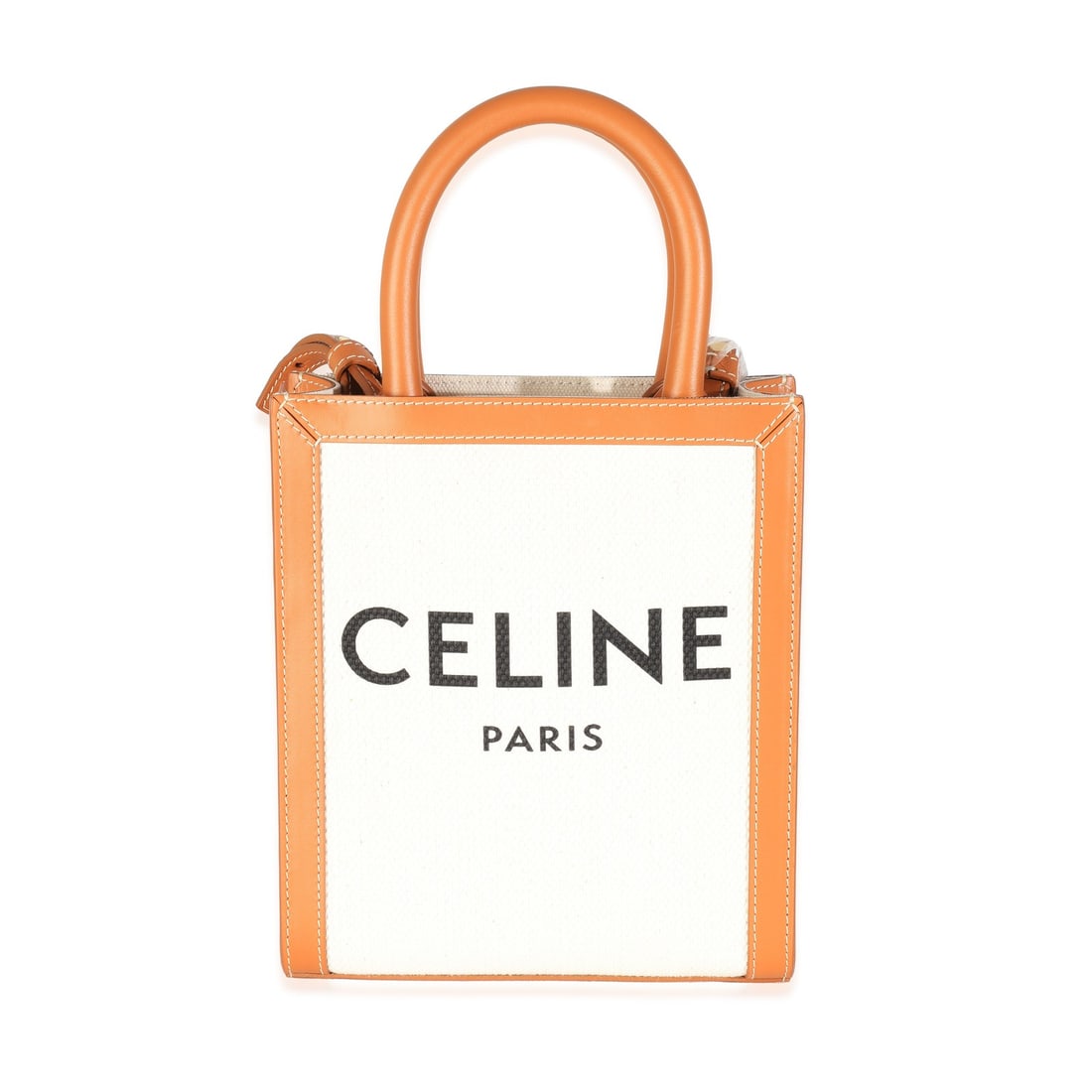 Celine Mini Vertical Cabas Beige Canvas Bag with Gold-Tone Hardware: Celine Mini Vertical Cabas Beige Canvas Bag with Gold-Tone Hardware This Celine Mini Vertical Cabas Bag is the perfect blend of style and functionality. Crafted from durable beige canvas, this unisex