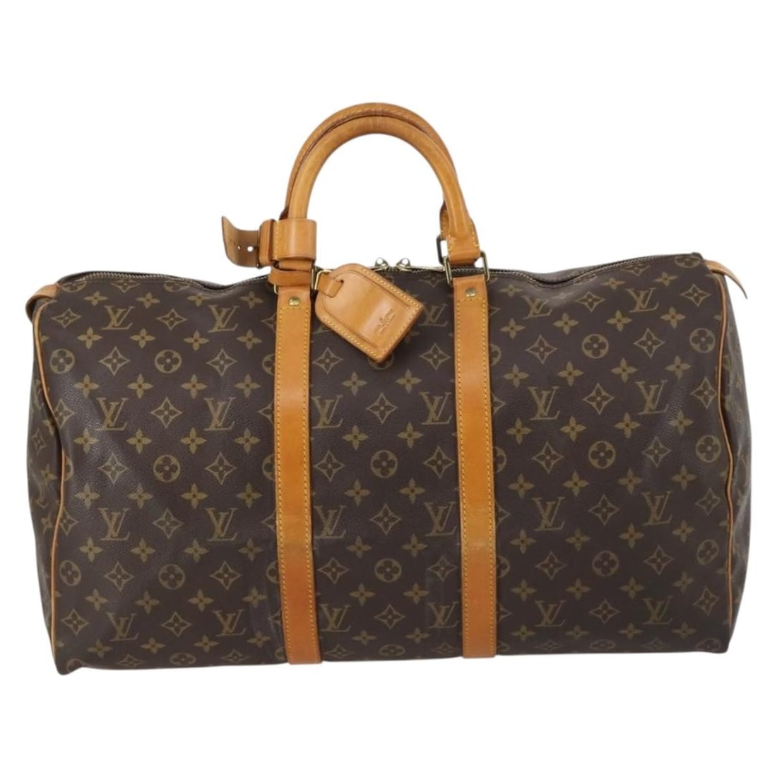 Keepall 50 Multicolour Travel Bag by Louis Vuitton: Keepall 50 Multicolour Travel Bag by Louis Vuitton This pre-owned Louis Vuitton Keepall 50 Boston bag features a multicolour design and is suitable for women. The bag shows signs of use, including sli