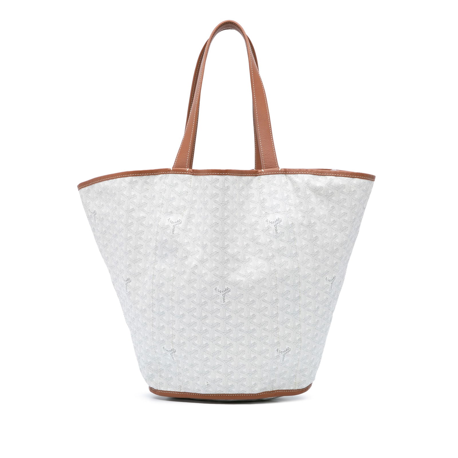 Goyardine Reversible Belharra Tote White Coated Canvas Bag: Goyardine Reversible Belharra Tote White Coated Canvas Bag The Goyardine Reversible Belharra Tote is a stylish and versatile bag crafted from reversible coated canvas, complemented by leather trim. Th