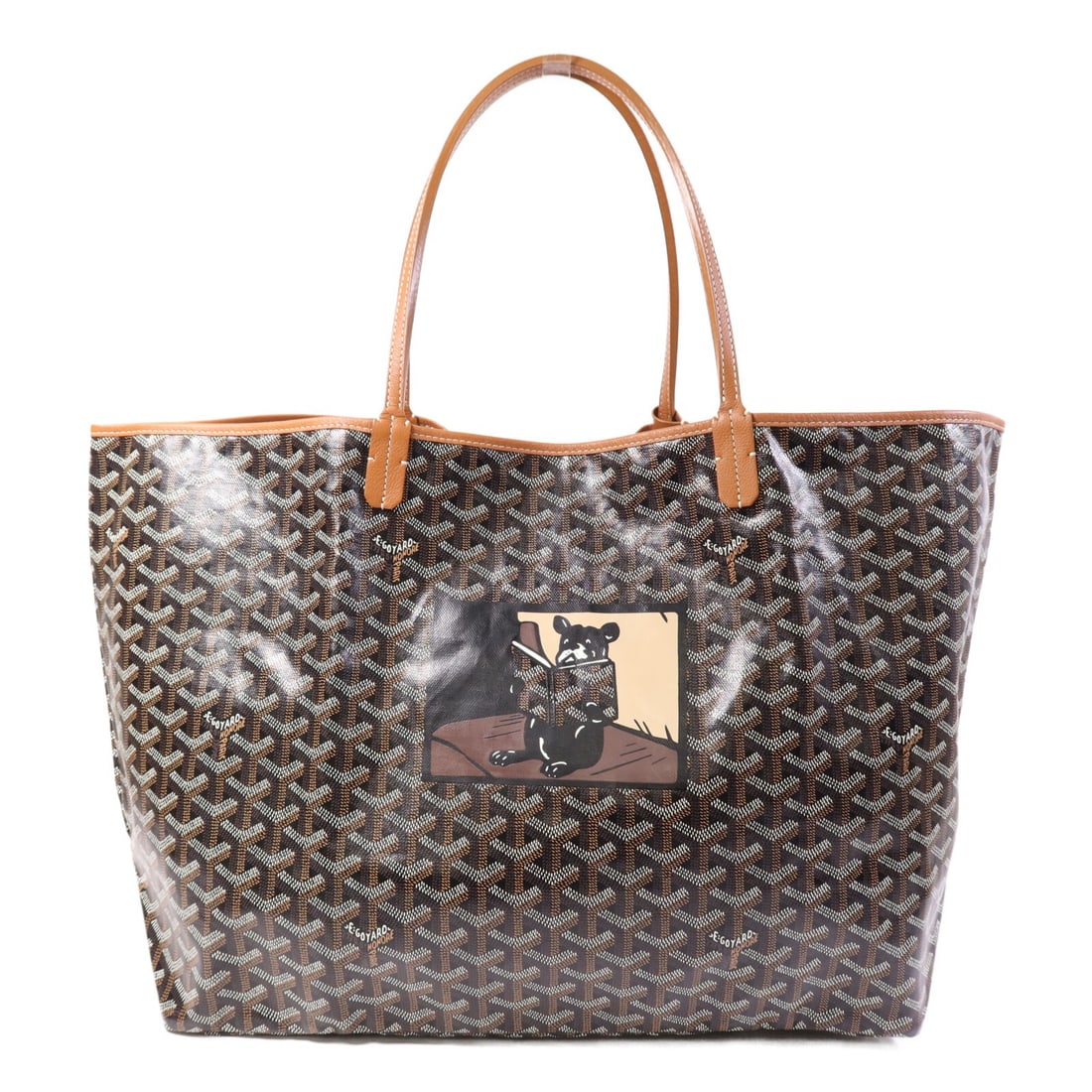Goyard Saint Louis GM Brown PVC Tote with Silver Hardware: Goyard Saint Louis GM Brown PVC Tote with Silver Hardware This Goyard Saint Louis GM tote bag features a brown PVC coated canvas exterior with silver hardware. Made in France, it offers a spacious and