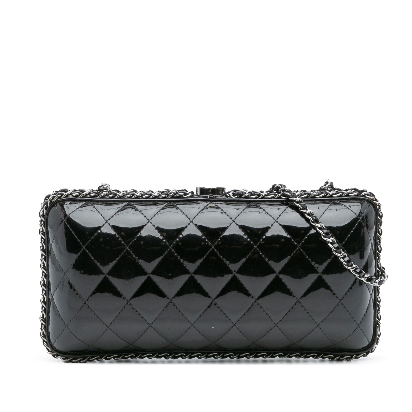 Chanel Black Quilted Patent Chain Around Clutch Bag (1 of 10)
