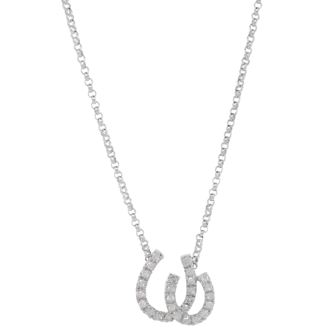 Rachel Koen Horseshoe Pendant Necklace 14K White Gold with 0.20Ct Diamonds: Rachel Koen Horseshoe Pendant Necklace 14K White Gold with 0.20Ct Diamonds This exquisite Horseshoe Diamond Charm Pendant Necklace is designed by Rachel Koen and crafted from high-quality 14K white go