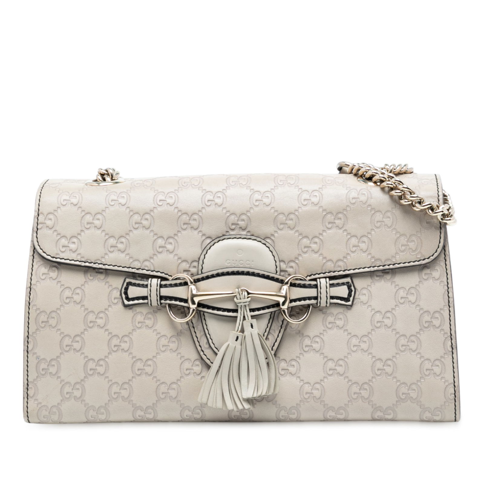 Gucci Medium Guccissima Emily White Leather Shoulder Bag (1 of 7)