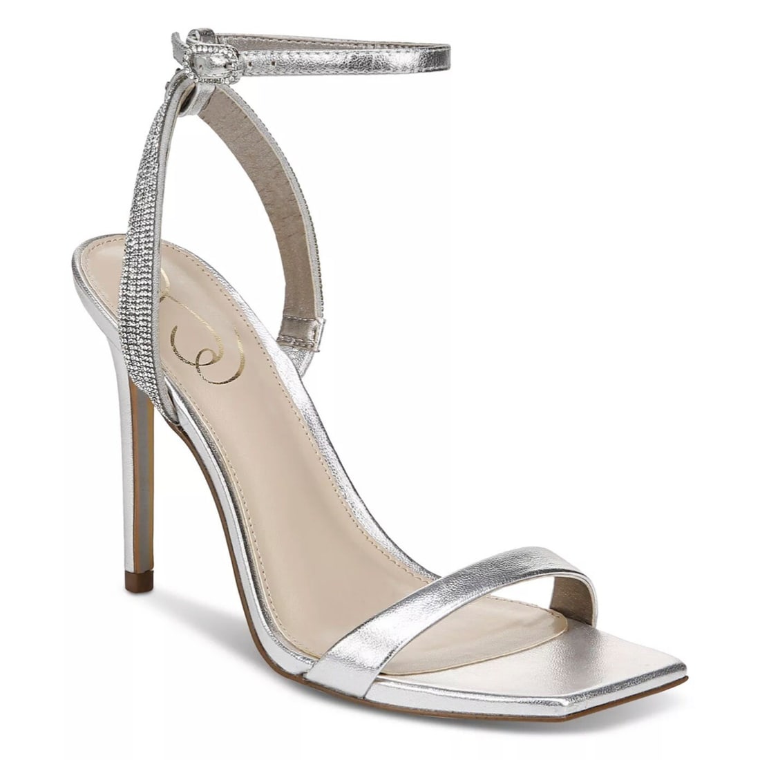 Sam Edelman Ophelia Silver Rhinestone Strappy Sandals 4" Heel Size 7 (1 of 9)