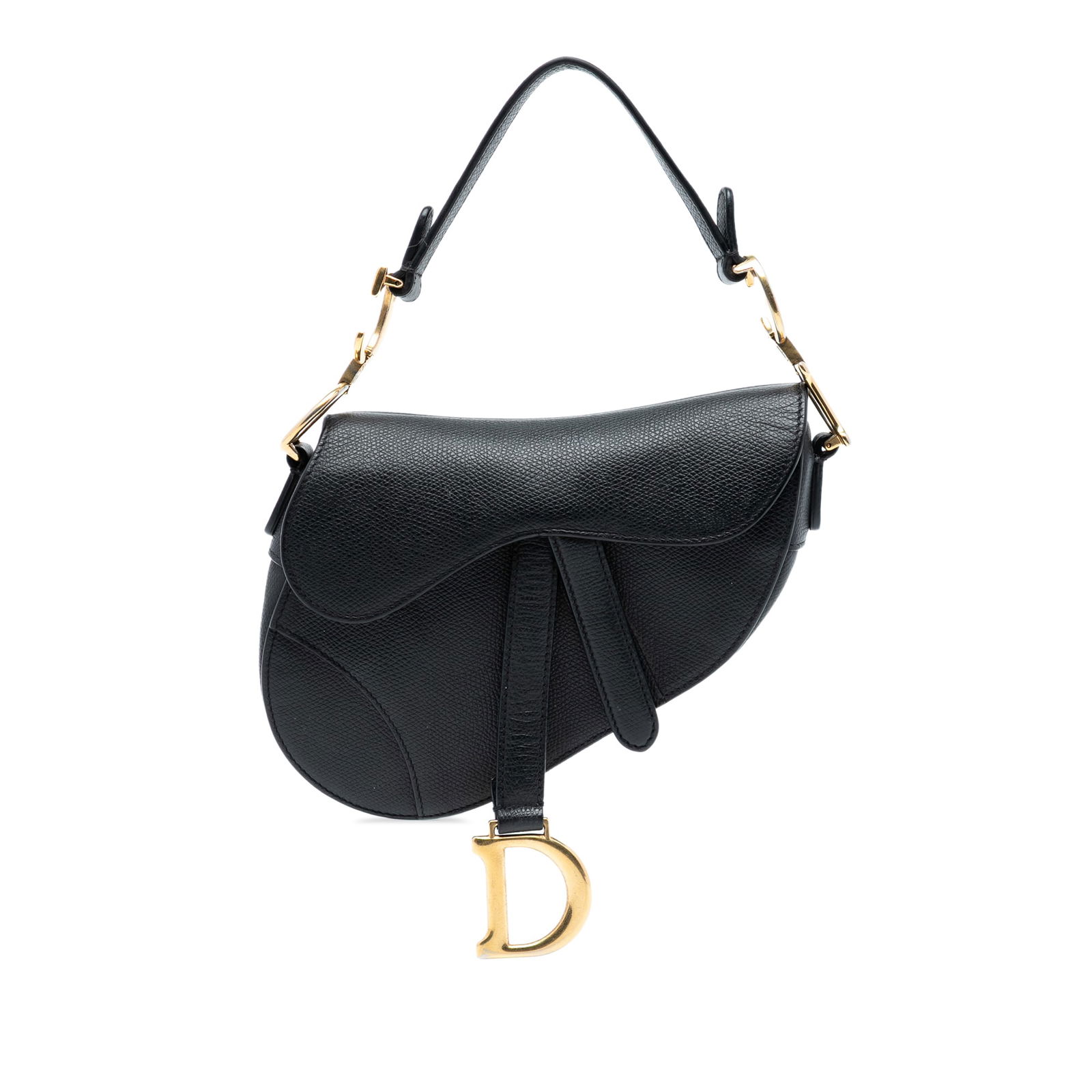 Dior Mini Grained Calfskin Saddle Bag Black Leather Italy (1 of 7)