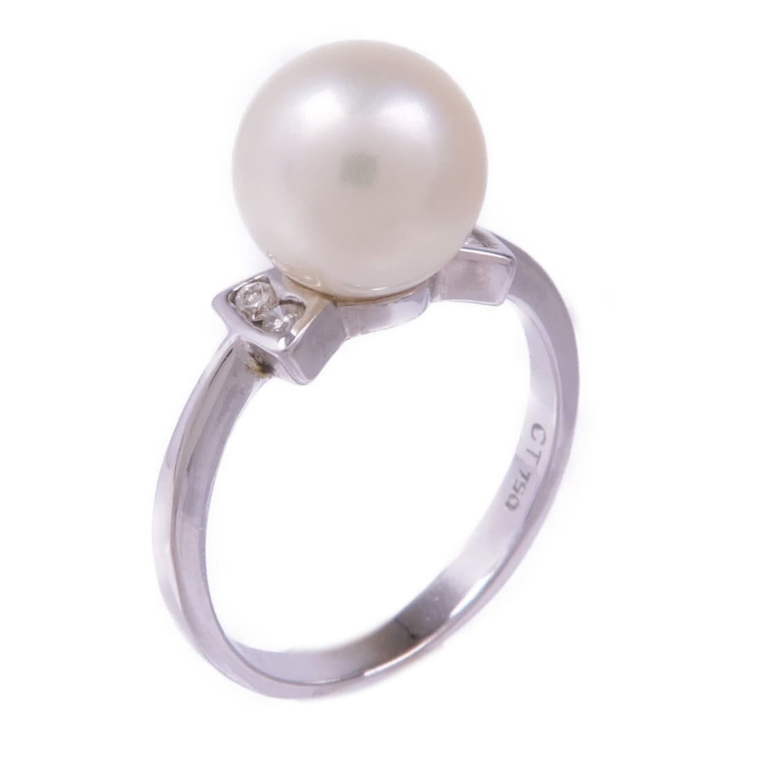 18K White Gold Pearl Diamond Ring by JEWELRY Size 4.5 (1 of 7)