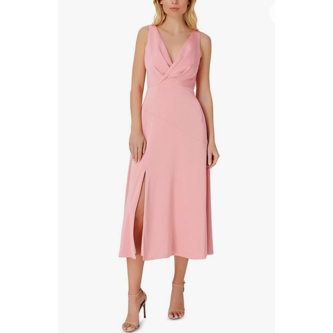 Aidan by Aidan Mattox Deep Rose Satin Midi Dress Size 6 (1 of 2)