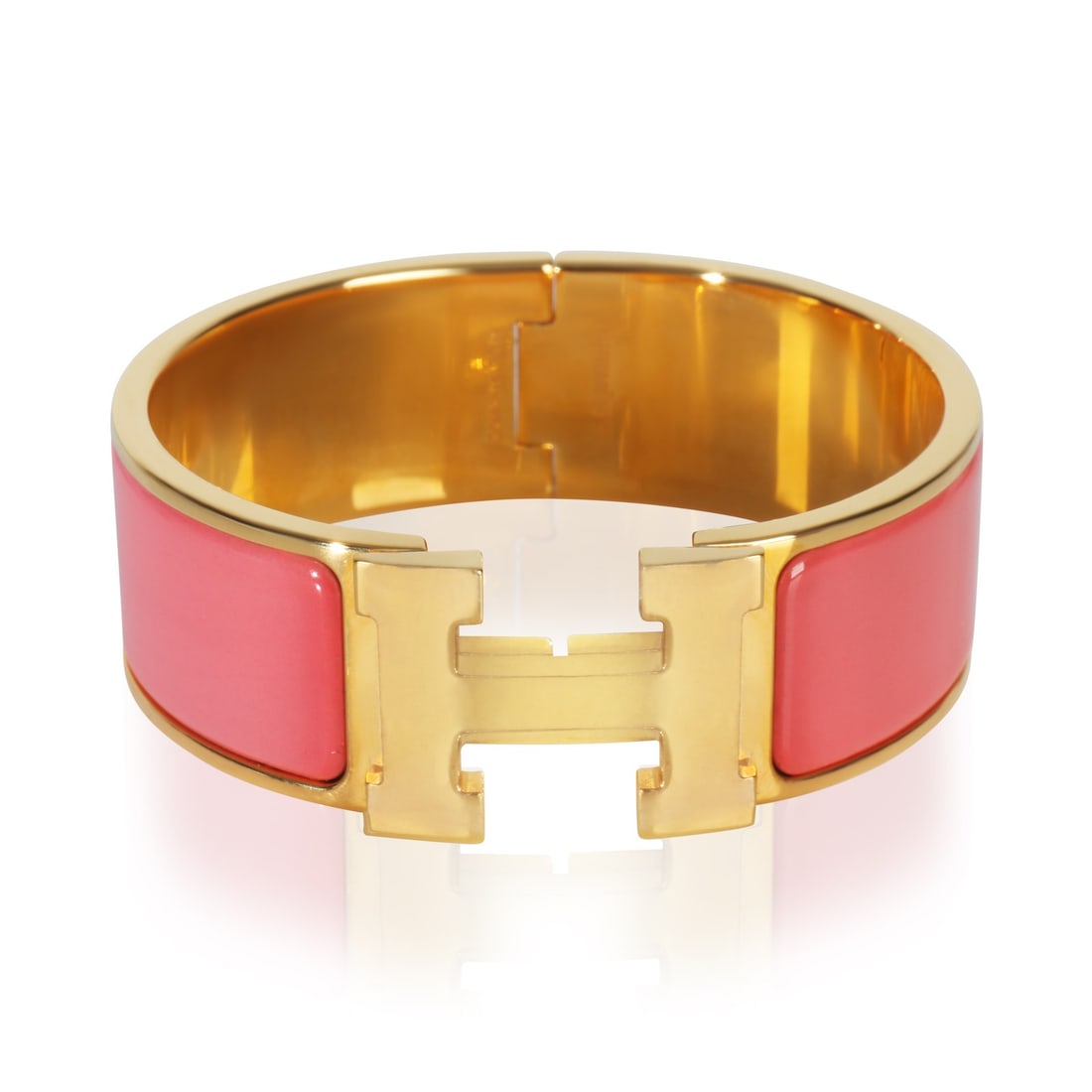 Hermes Clic Clac In Rose Velours Gold Plated Women's Bracelet with Box (1 of 6)