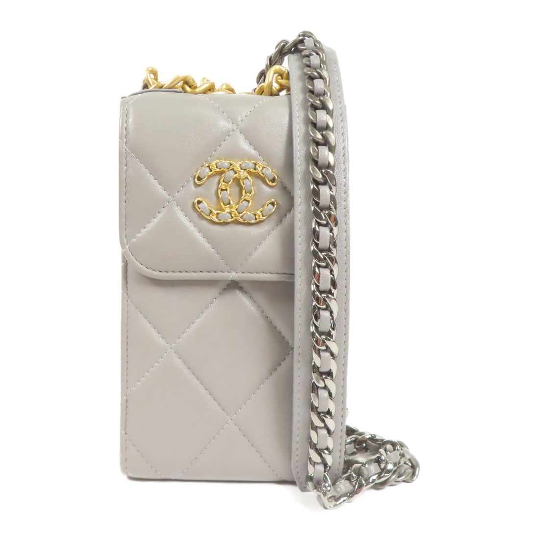 CHANEL Gray Lambskin CC Chain Shoulder Bag Elegant Design (1 of 17)