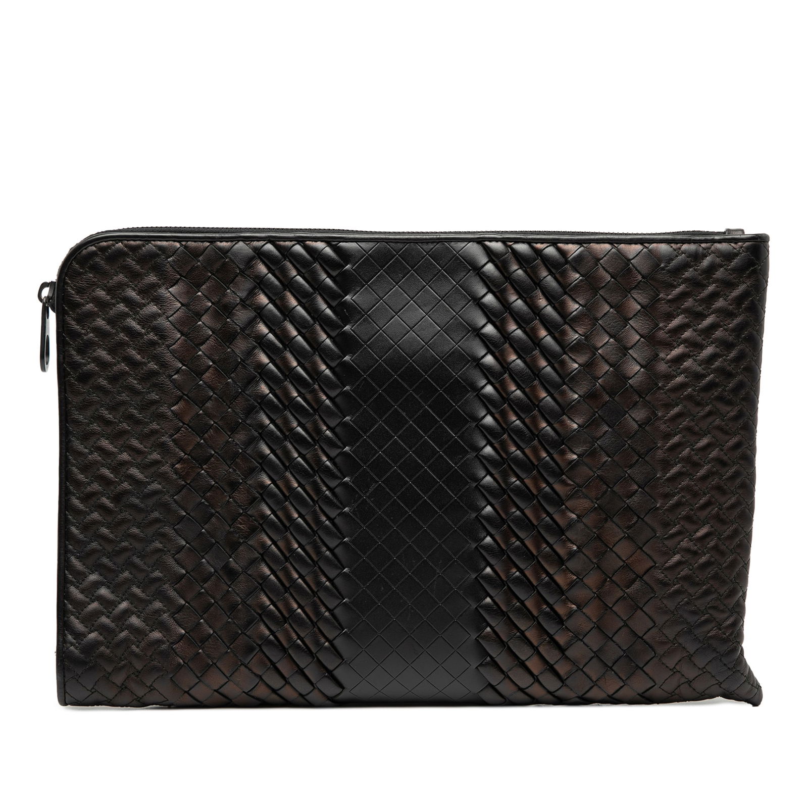 Bottega Veneta Intreccio Imperatore Brown Leather Woven Zip Clutch Bag (1 of 7)