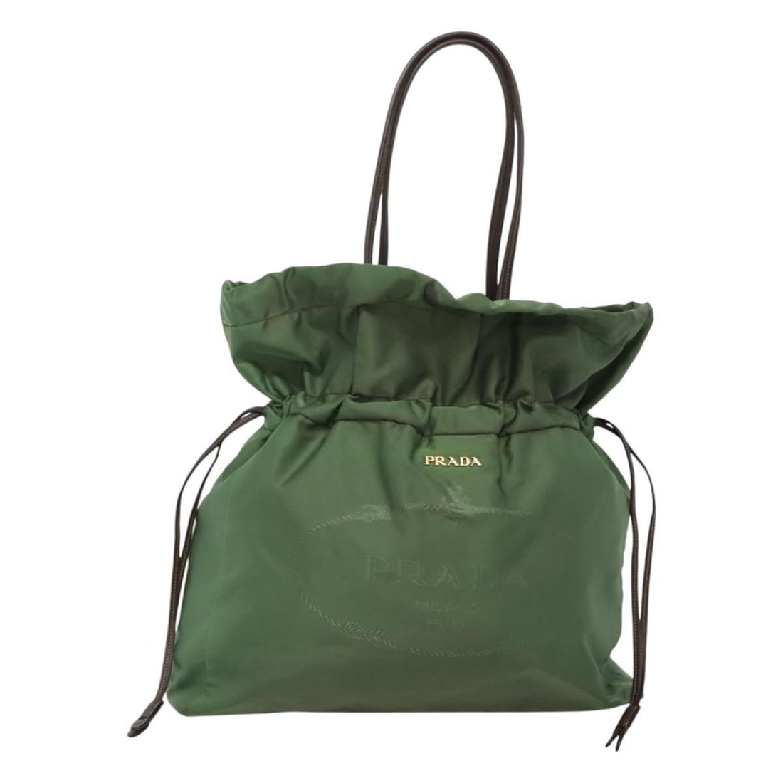 PRADA Green Gold Nylon Shoulder Bag Italy Auth 118291 (1 of 18)