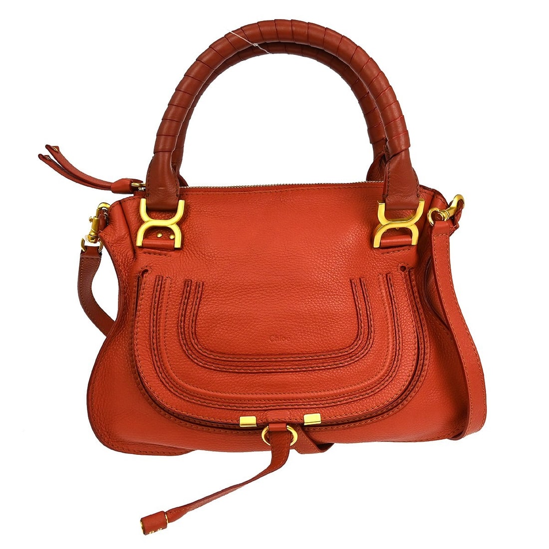 Chloe Marcie Medium Brown Leather Double Handle Shoulder Bag (1 of 8)