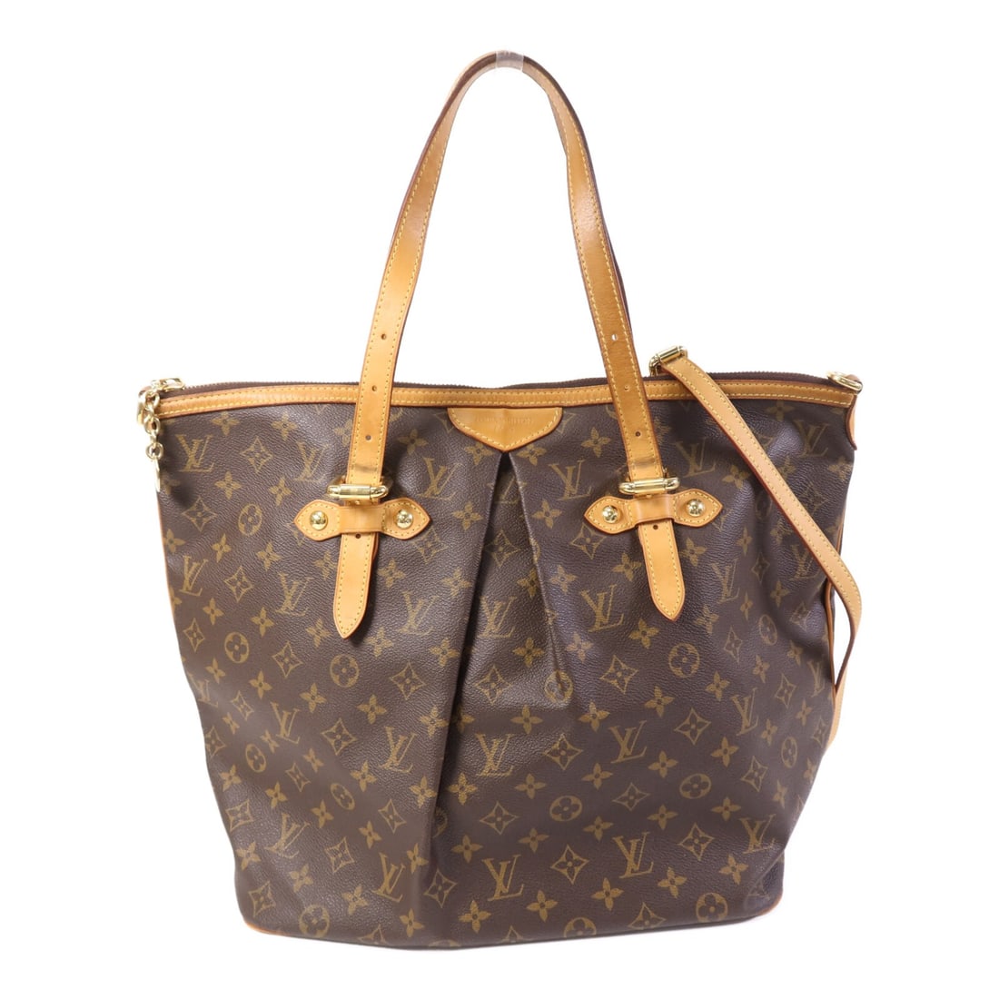 Louis Vuitton Palermo GM Brown Monogram Two Way Shoulder Bag M40146 GHW: Louis Vuitton Palermo GM Brown Monogram Two Way Shoulder Bag M40146 GHW This Louis Vuitton Palermo GM 2-way shoulder handbag features the signature monogram pattern on brown PVC coated canvas. The bag