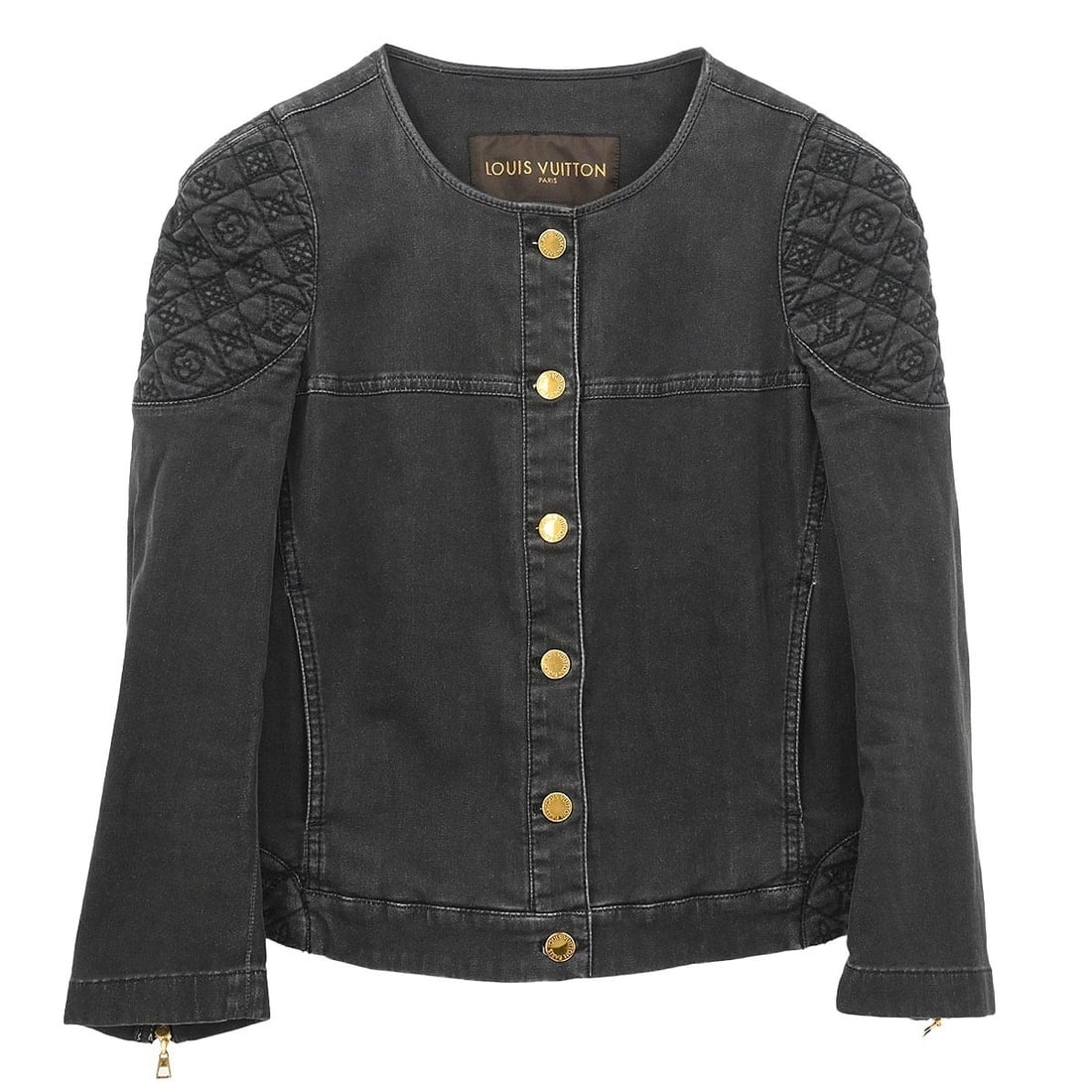 Black Cotton Collarless Jacket by Louis Vuitton Size 38 (1 of 10)