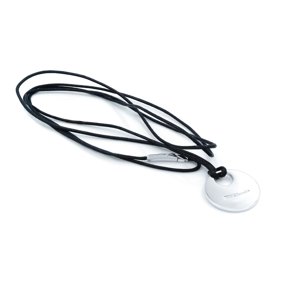 Pianegonda Sterling Silver Round Pendant with Black Leather Cord Necklace (1 of 2)