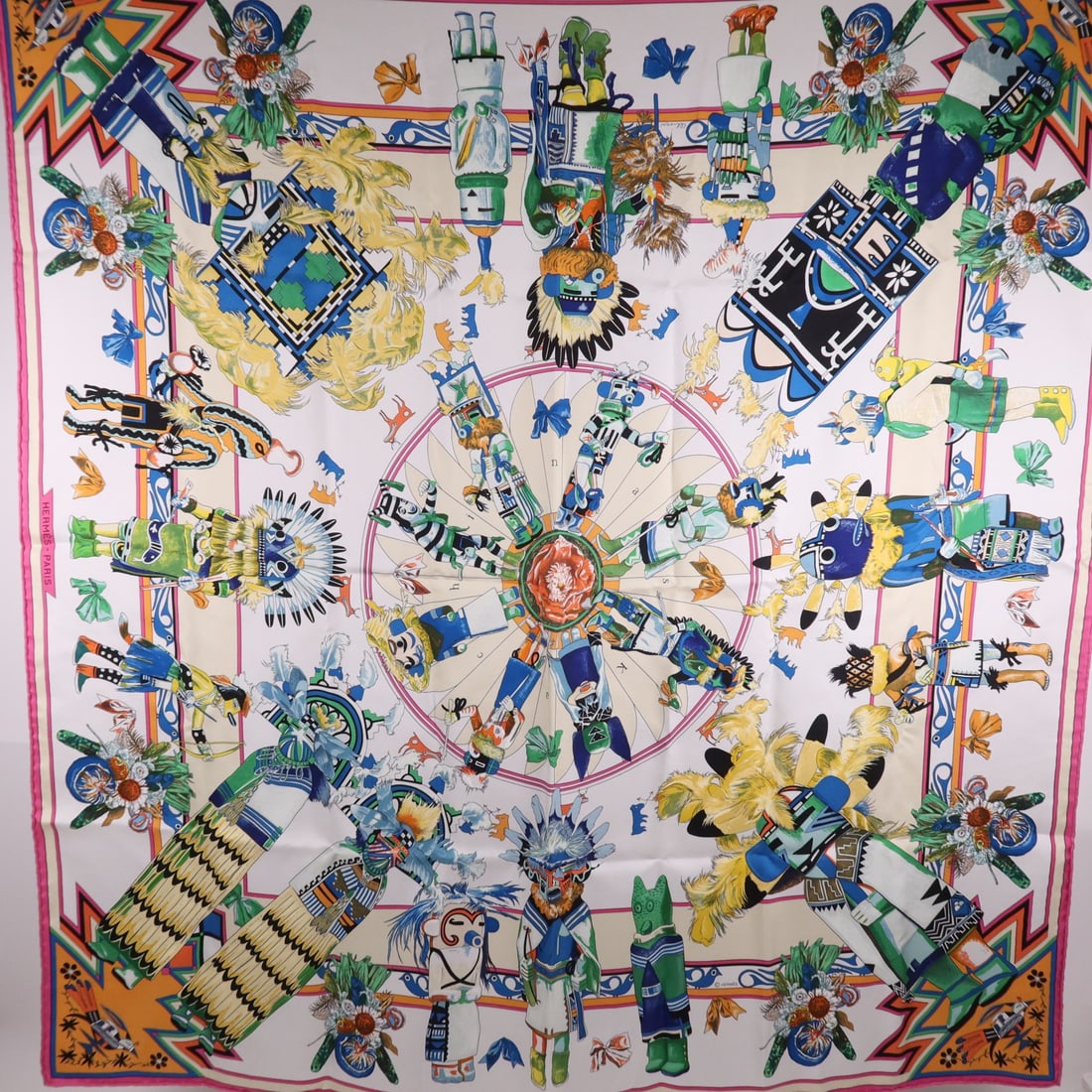 HERMES Silk Scarf 90x90 Multicolor Made in France (1 of 10)