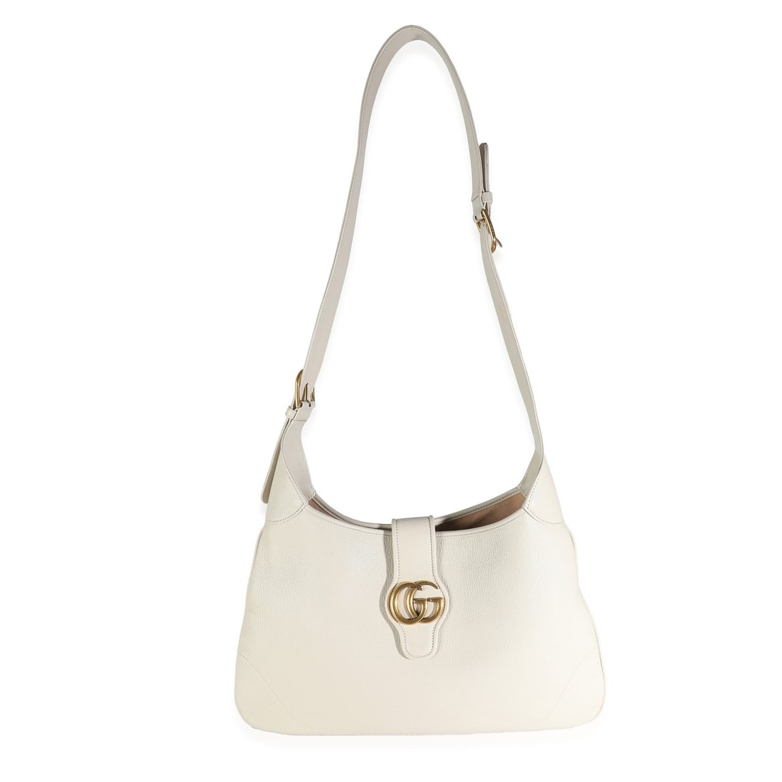 Gucci White Leather Large Aphrodite Hobo with Gold-Tone Hardware: Gucci White Leather Large Aphrodite Hobo with Gold-Tone Hardware Elevate your style with the Gucci White Leather Large Aphrodite Hobo. This elegant handbag features a spacious design, perfect for ever