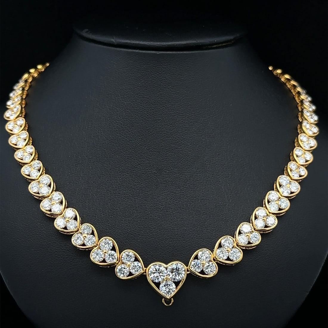 18k Yellow Gold 18.41ctw Diamond Heart Line Tennis Necklace (1 of 9)