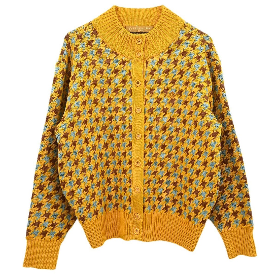 Yellow Christian Dior Button Cardigan Sweater in Size Medium (1 of 10)
