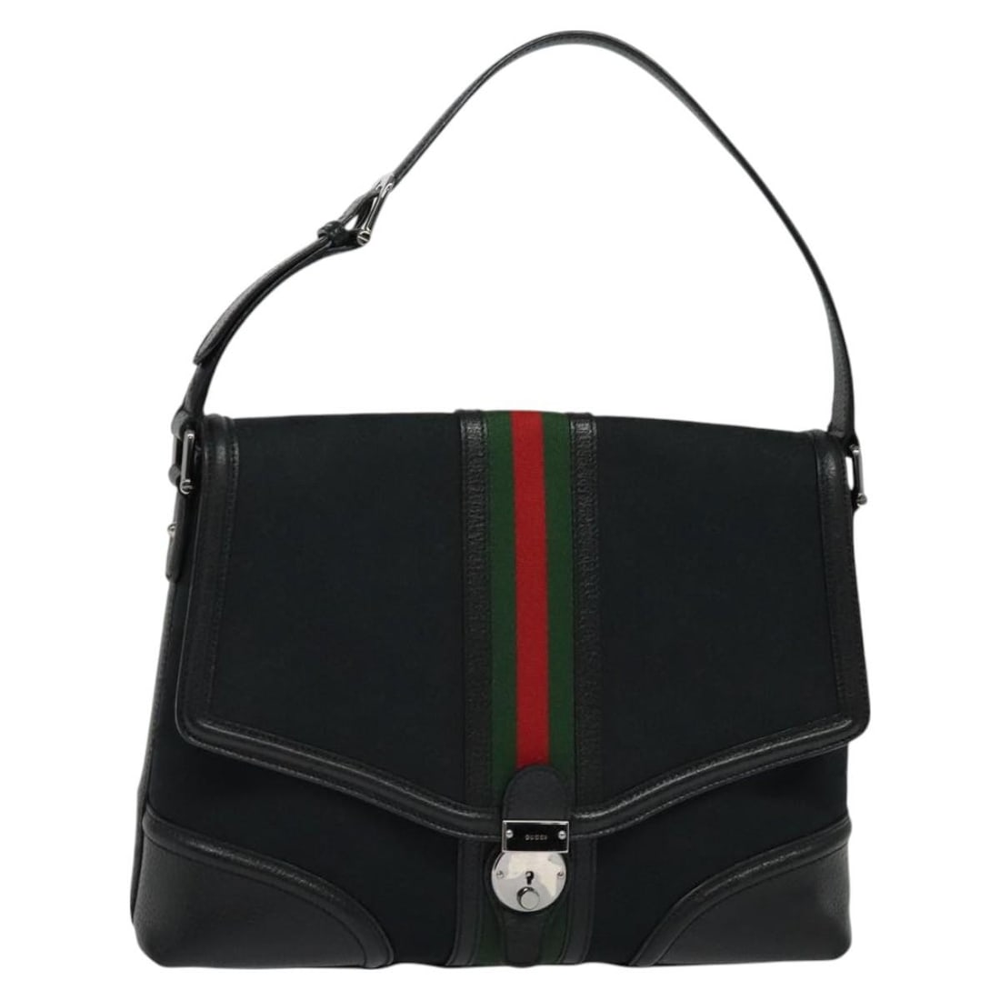 GUCCI Web Sherry Line GG Canvas Shoulder Bag Black Red Green Italy (1 of 18)